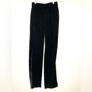 ZARA Sz XS Black Straight Leg Velvet High Waist Trousers Pants READ